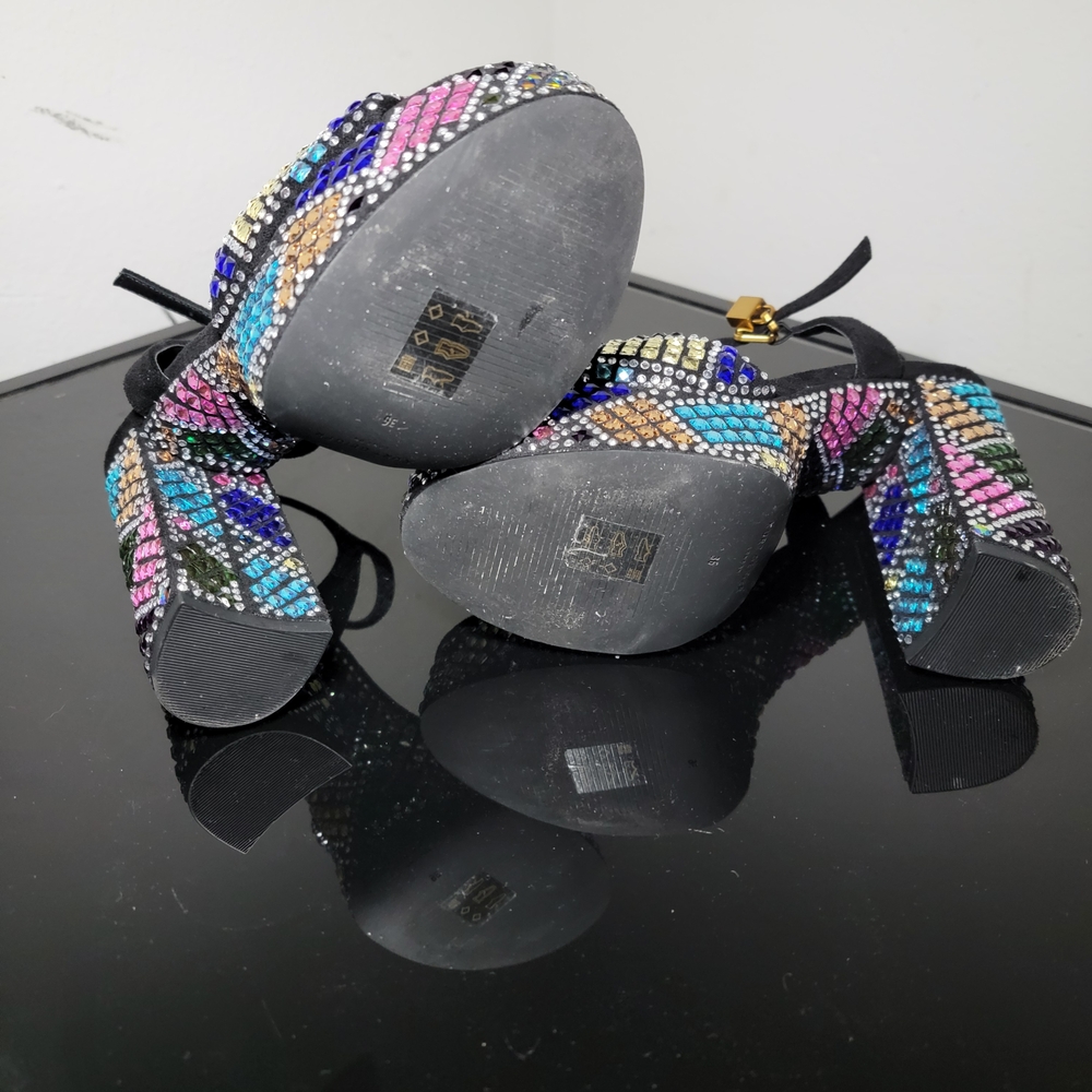 Kurt Geiger Brixton Women's Black Multi-Color Platform Heels Size 6 - Picture 11 of 12